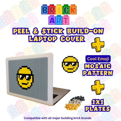 Peel & Stick Laptop Cover & Cool Emoji Pattern & 1x1 Plates