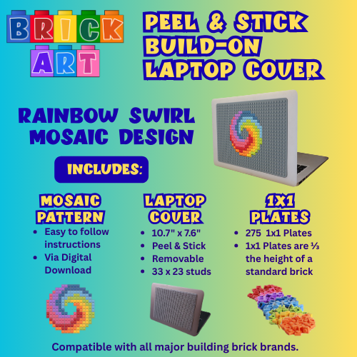 Peel & Stick Laptop Cover & Rainbow Swirl Pattern & 1x1 Plates