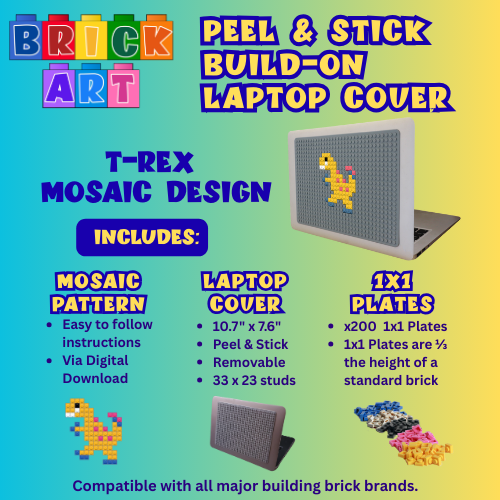 Peel & Stick Laptop Cover & T-Rex Pattern & 1x1 Plates