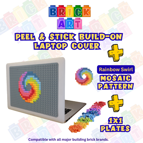 Peel & Stick Laptop Cover & Rainbow Swirl Pattern & 1x1 Plates