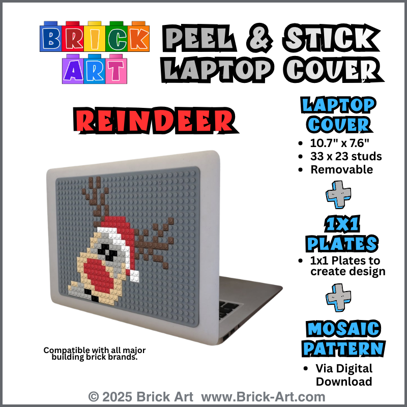 Peel & Stick Laptop Cover & Reindeer Pattern & 1x1 Plates