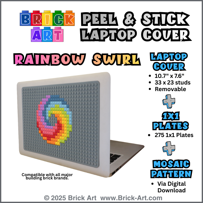 Peel & Stick Laptop Cover & Rainbow Swirl Pattern & 1x1 Plates