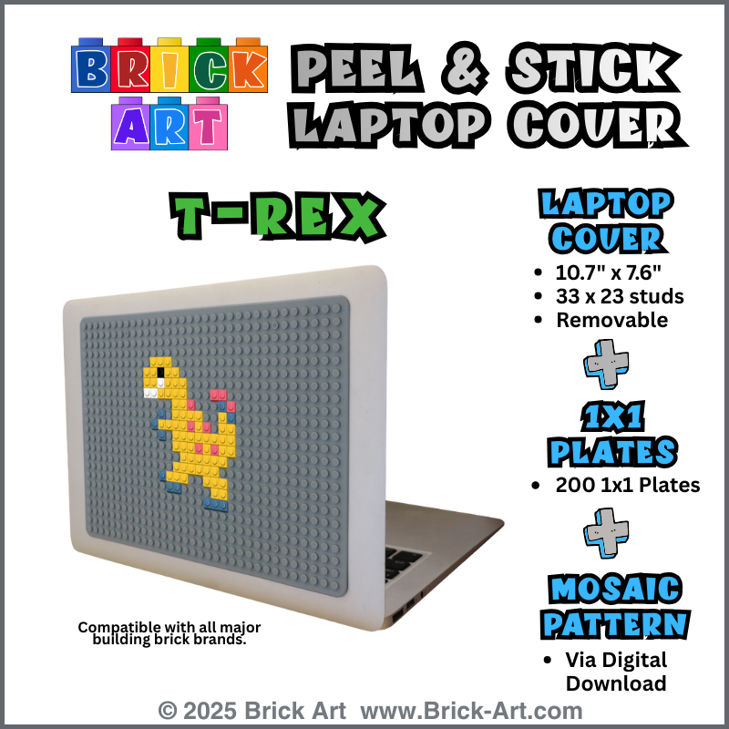 Peel & Stick Laptop Cover & T-Rex Pattern & 1x1 Plates