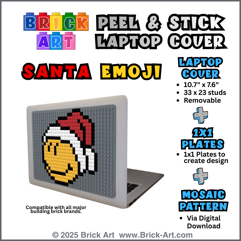 Peel & Stick Laptop Cover & Santa Emoji Pattern & 1x1 Plates