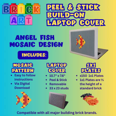 Peel & Stick Laptop Cover & Angel Fish Pattern & 1x1 Plates