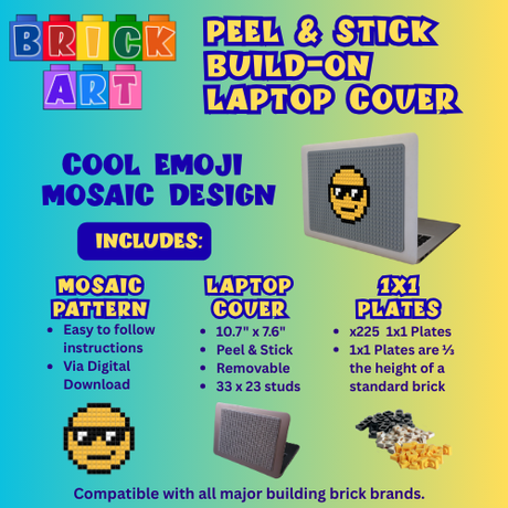 Peel & Stick Laptop Cover & Cool Emoji Pattern & 1x1 Plates