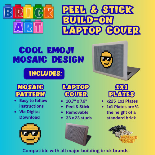 Peel & Stick Laptop Cover & Cool Emoji Pattern & 1x1 Plates