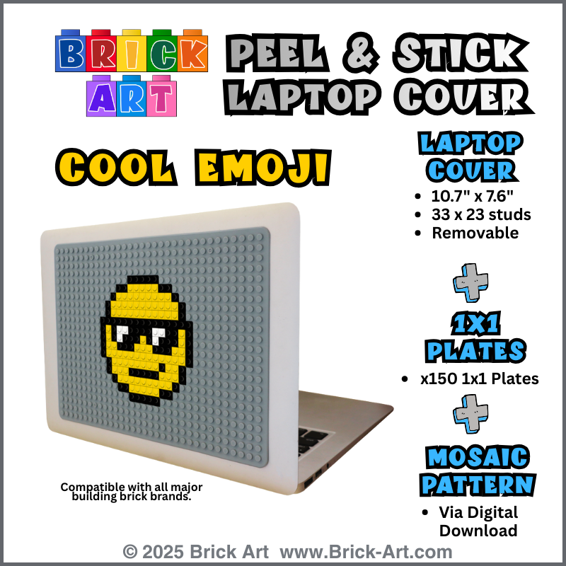 Peel & Stick Laptop Cover & Cool Emoji Pattern & 1x1 Plates
