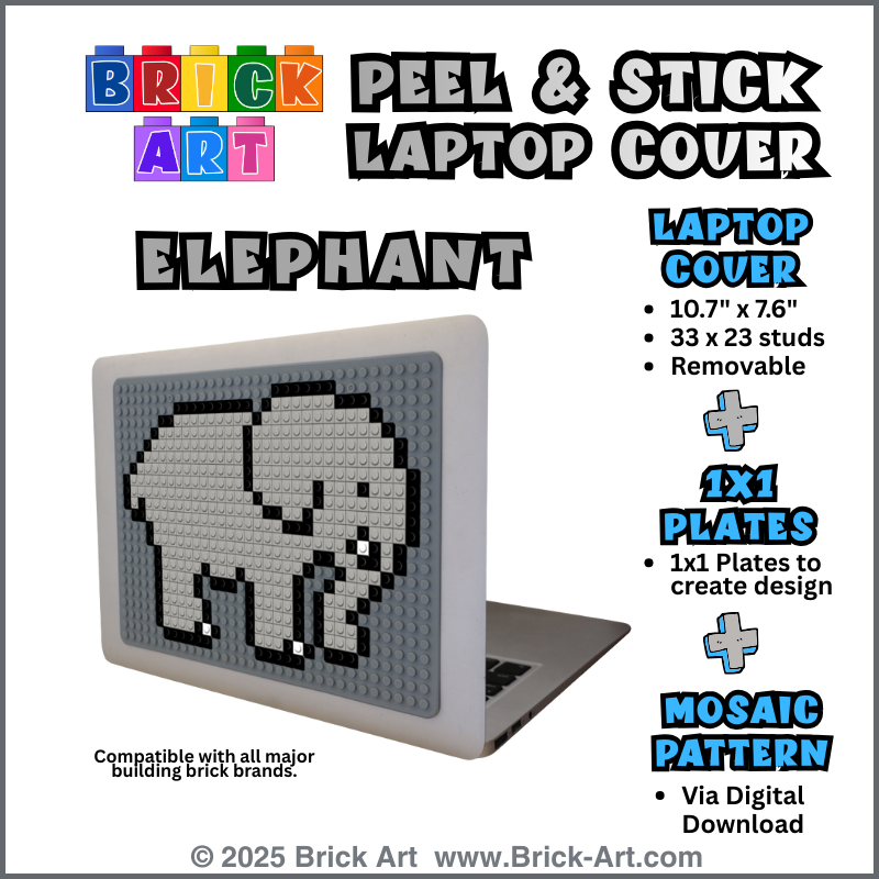 Peel & Stick Laptop Cover & Elephant Pattern & 1x1 Plates