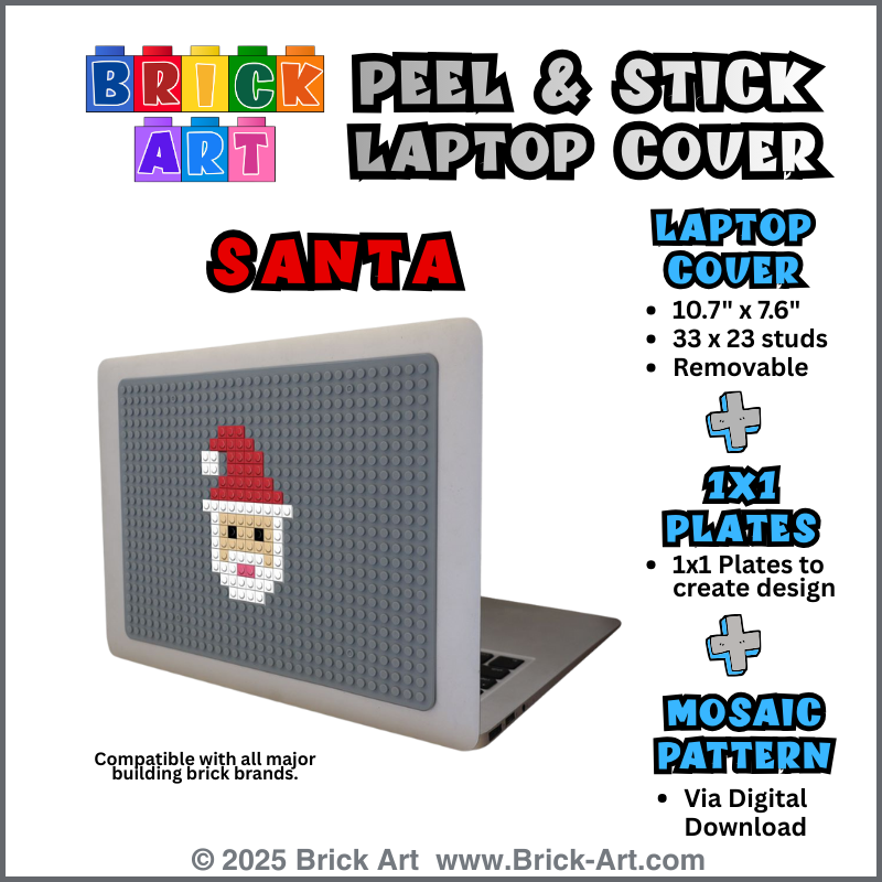 Peel & Stick Laptop Cover & Santa Pattern & 1x1 Plates