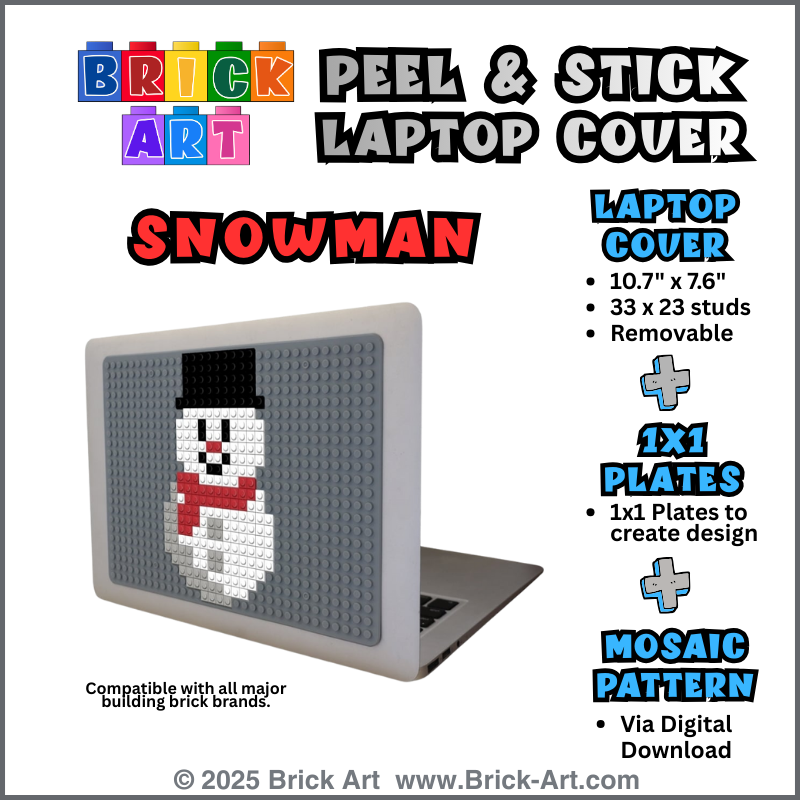 Peel & Stick Laptop Cover & Snowman Pattern & 1x1 Plates